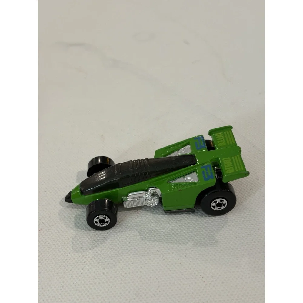 1987 HOT WHEELS F-3 SHADOW INTER COOLED GREEN 1:64 DIECAST JET RACE CAR W/ BLUE